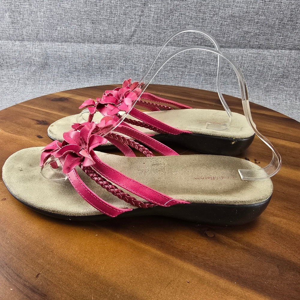 Croft & Barrow Women's Pink Flower Embellished Thong Sandals Size 9.5 - Picture 11 of 14